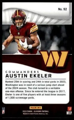 Austin Ekeler 2024 Panini Illusions #92 Washington Commanders - Football Card Single