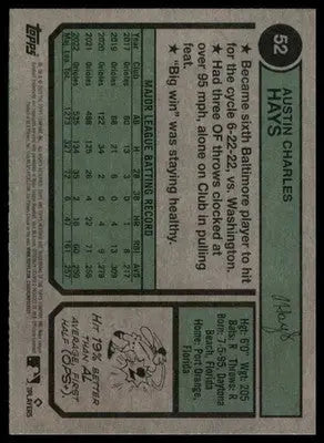 Austin Hays 2023 Topps Heritage #52 Baltimore Orioles - Baseball Card Single