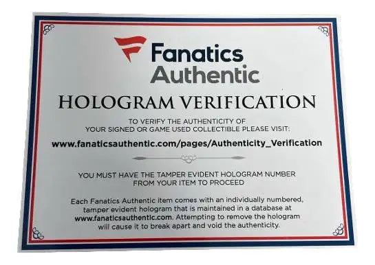 Hologram verification card for Austin Matthews autographed hockey puck merchandise
