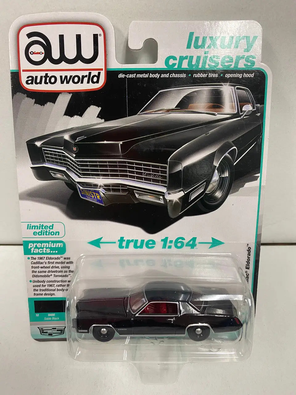 Auto World Cadillac Eldorado Series 1967 die-cast model car in black for luxury cruisers