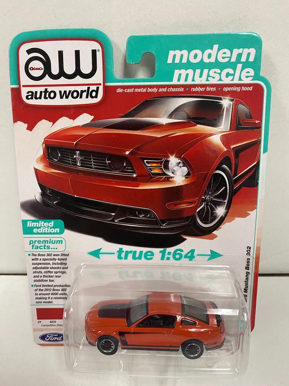 Auto World Ford Mustang Boss in orange from the Mustang Boss Series 1:64 scale