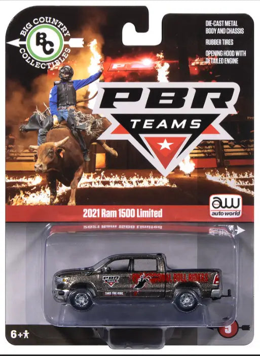 Auto World BC003 1:64 Big Country 2021 Ram 1500 Limited PBR Teams - Other