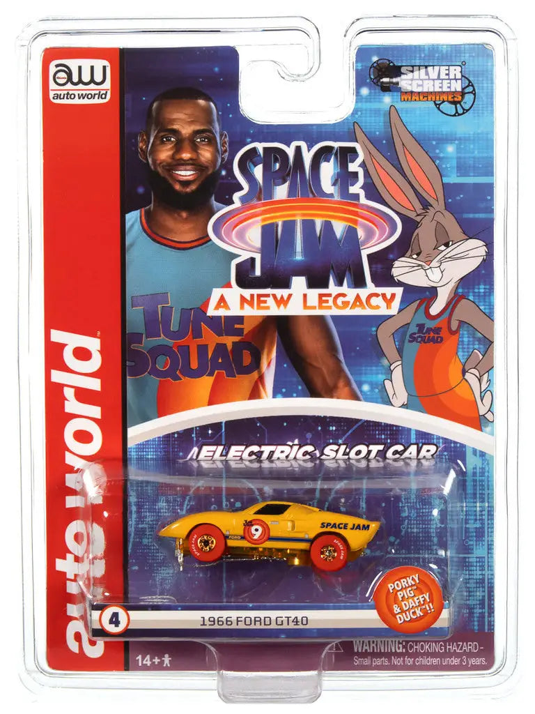 Packaged toy car from Space Jam A New Legacy, Auto World Silver Screen merchandise