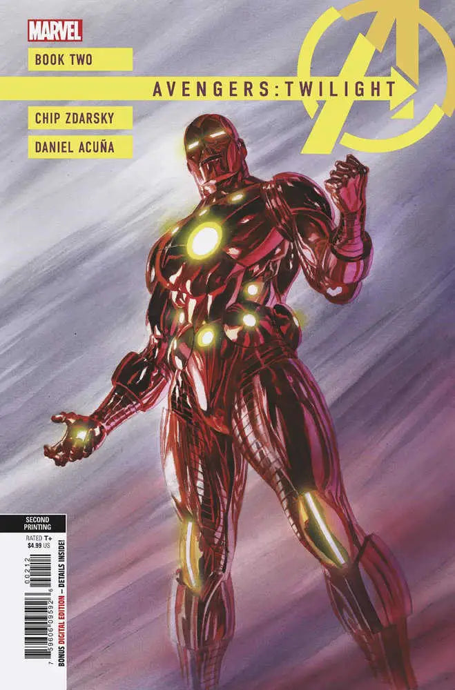Red and gold Iron Man armor suit in dynamic pose, featured in Avengers Twilight #2 variant