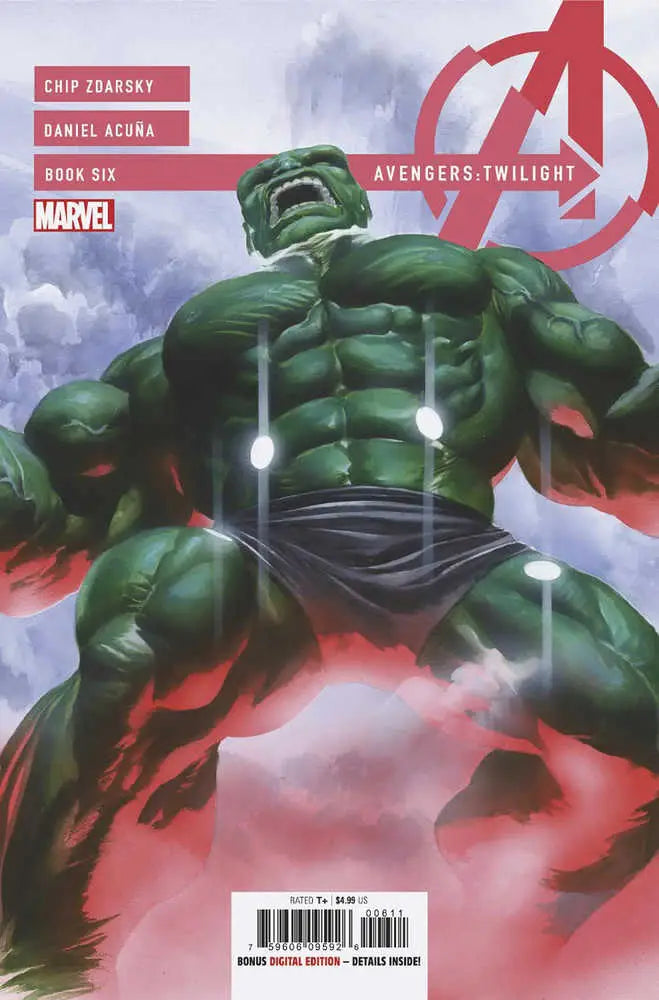 Muscular green Hulk on Avengers Twilight #6 Alex Ross Cover for trading cards collection