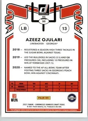 Azeez Ojulari - 2021 Panini Chronicles Draft Picks - #50 - Football - Football Card Single