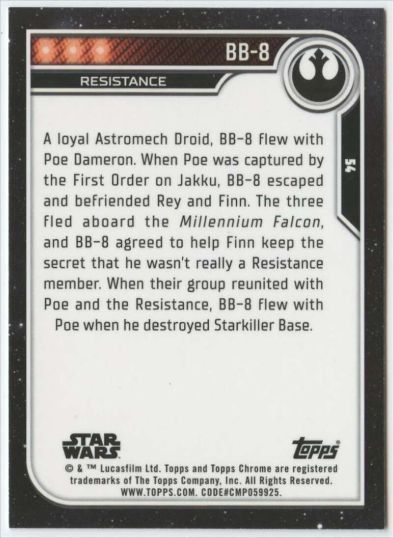 2023 Topps Chrome Star Wars #54 Brian Herring as BB-8 NM-MT NonSport Card Image 2
