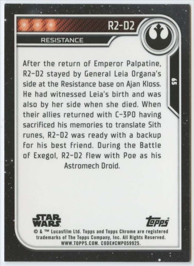 2023 Topps Chrome Star Wars #65 Kenny Baker as R2-D2 NM-MT NonSport Card Image 2