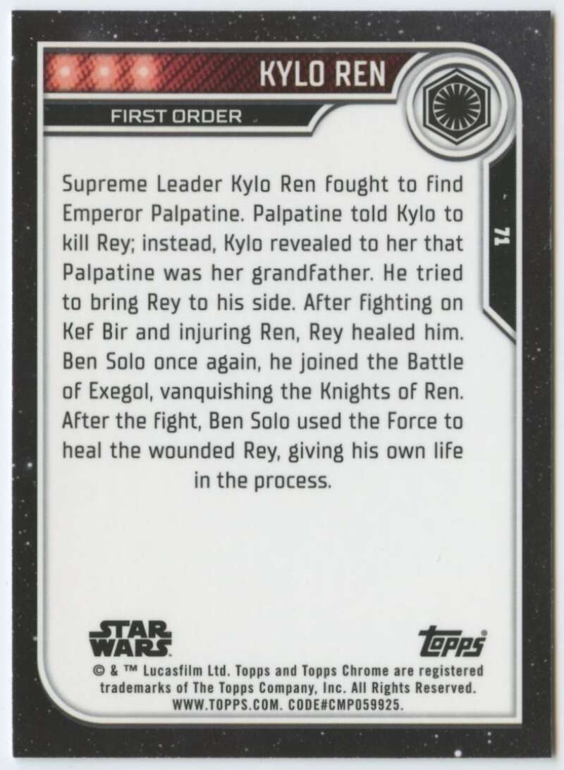 2023 Topps Chrome Star Wars #71 Adam Driver as Kylo Ren NM-MT NonSport Card Image 2