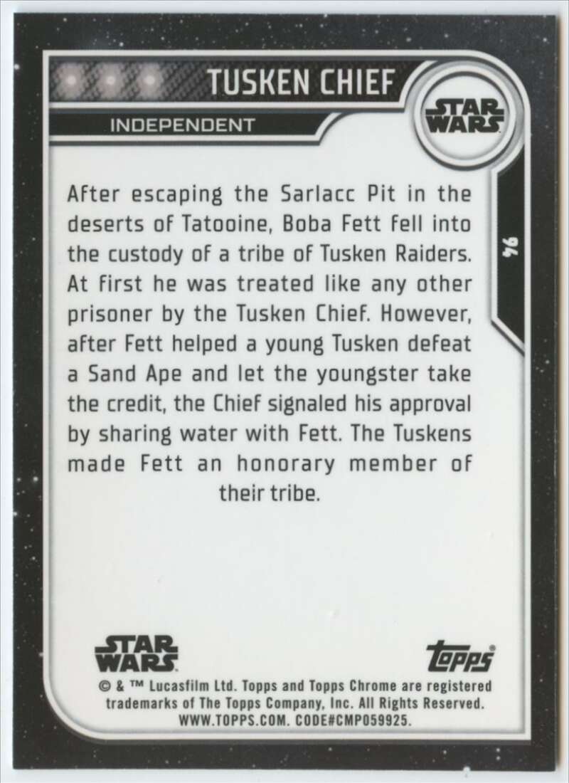 2023 Topps Chrome Star Wars #94 Xavier Jimenez as Tusken Chief NM-MT NonSport Card Image 2