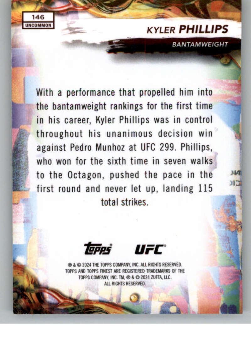 2024 Topps Finest UFC #146 Kyler Phillips NM-MT Bantamweight Men MMA Card Image 2