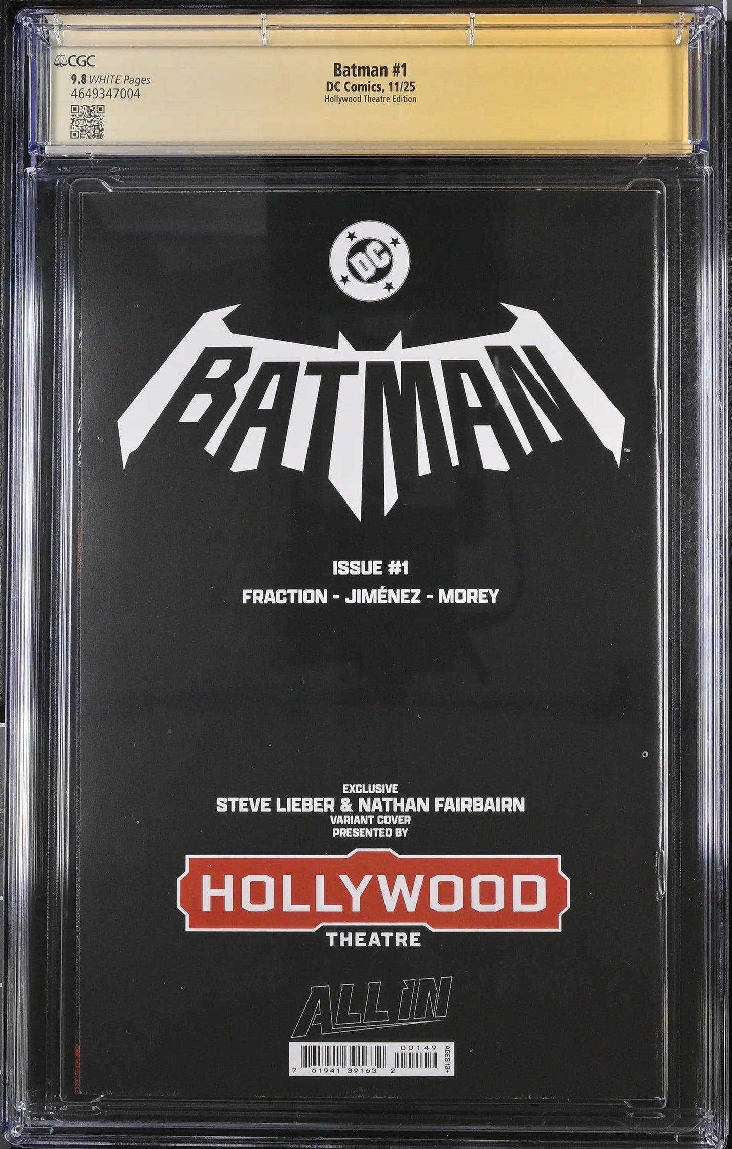 Batman #1 Hollywood Theatre (2025) CGC 9.8 Signed & Sketch Matt Fraction & Steve Lieber - Comic Book