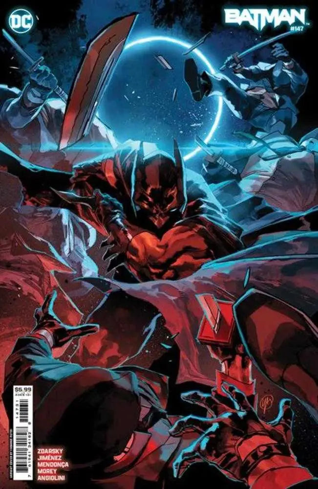 Batman in a striking red and black costume on Batman #147 trading card variant