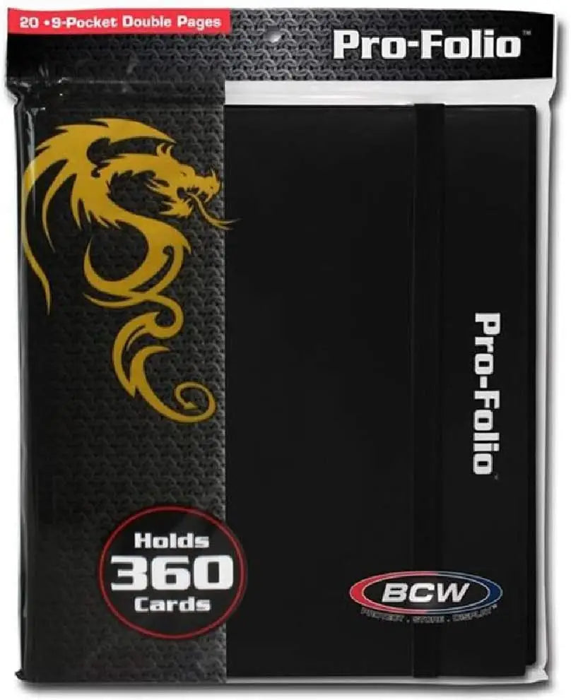 BCW PRO-FOLIO 9-POCKET ALBUM - BLACK (Holds 360 Cards 9 Pocket Double Pages - Card Supplies