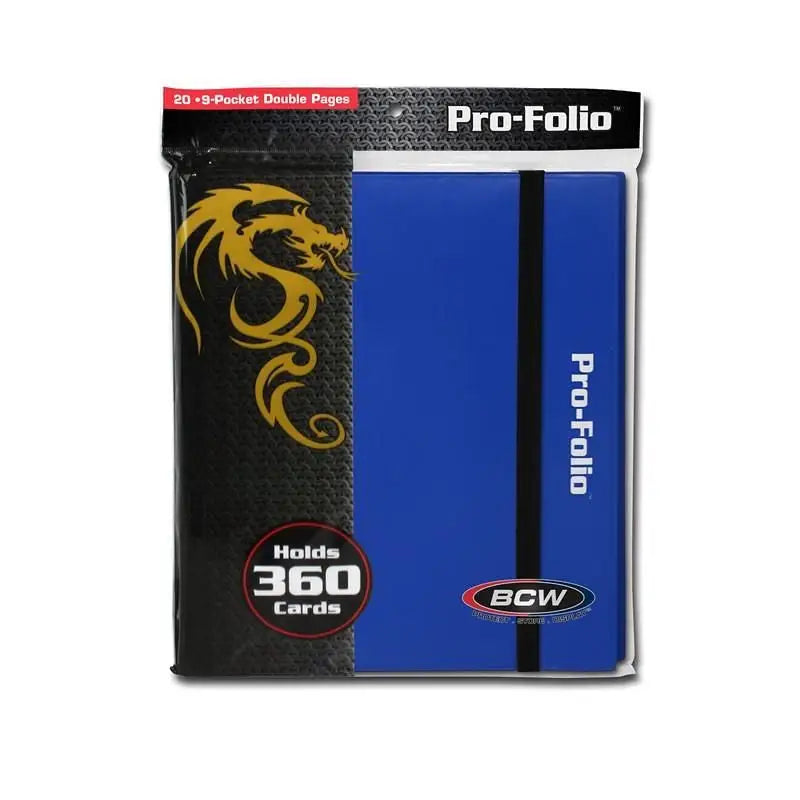 BCW PRO-FOLIO 9-POCKET ALBUM - BLUE (Holds 360 Cards 9 Pocket Double Pages - Card Supplies