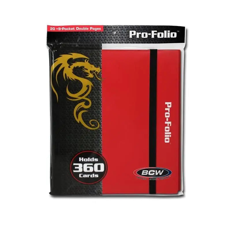 BCW PRO-FOLIO 9-POCKET ALBUM - RED(Holds 360 Cards 9 Pocket Double Pages - Card Supplies