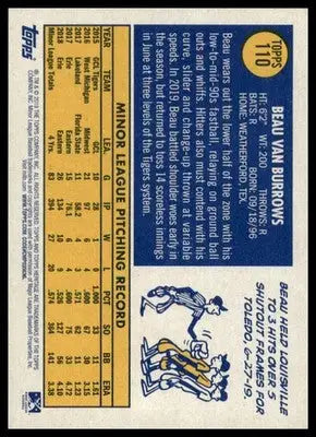 Beau Burrows 2019 Topps Heritage Minor League #110 Toledo Mud Hens - Baseball Card Single