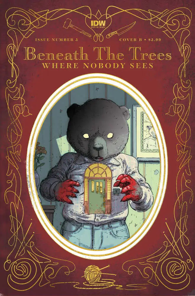 Dark bear with glowing lantern on Beneath The Trees Where Nobody Sees #3 Variant B cover