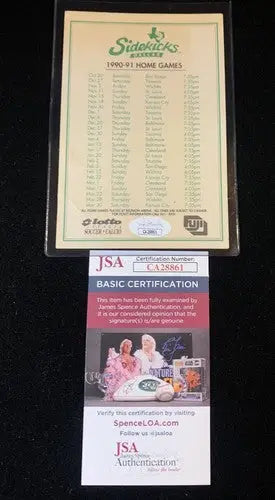 Beto Signed 1990-91 Dallas Sidekicks Soccer 5x7 Post Card Schedule Auto JSA - Sports Memorabilia