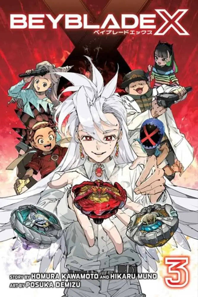 Beyblade X Graphic Novel Volume 03 cover featuring Jaxon Cross and Blaze Fujiwara