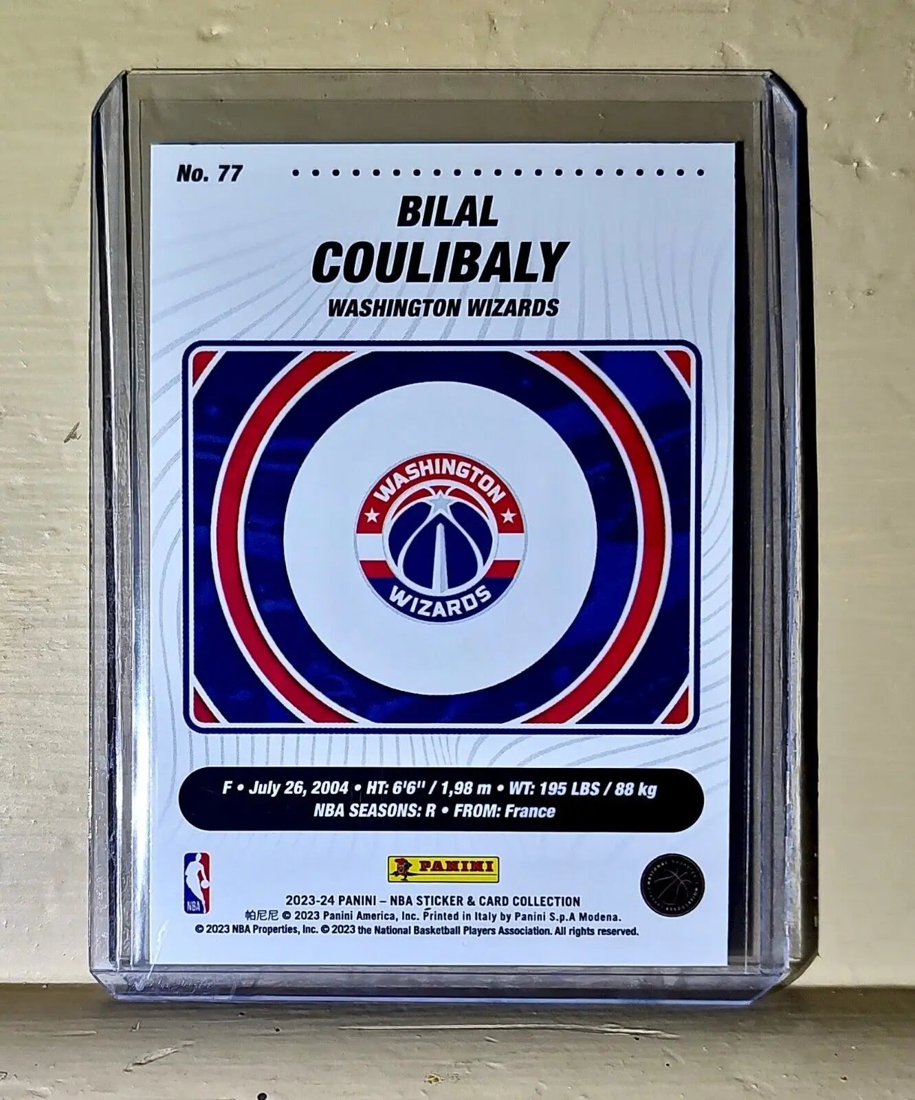 Bilal Coulibaly 2023-24 Panini NBA Basketball #77 Rookie Card Washington Wizards - Basketball Card Single