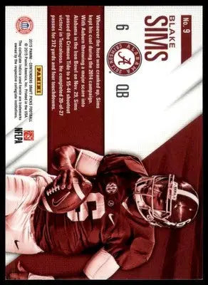 Blake Sims 2015 Panini Contenders Draft Picks School Colors #9 Alabama Crimson
