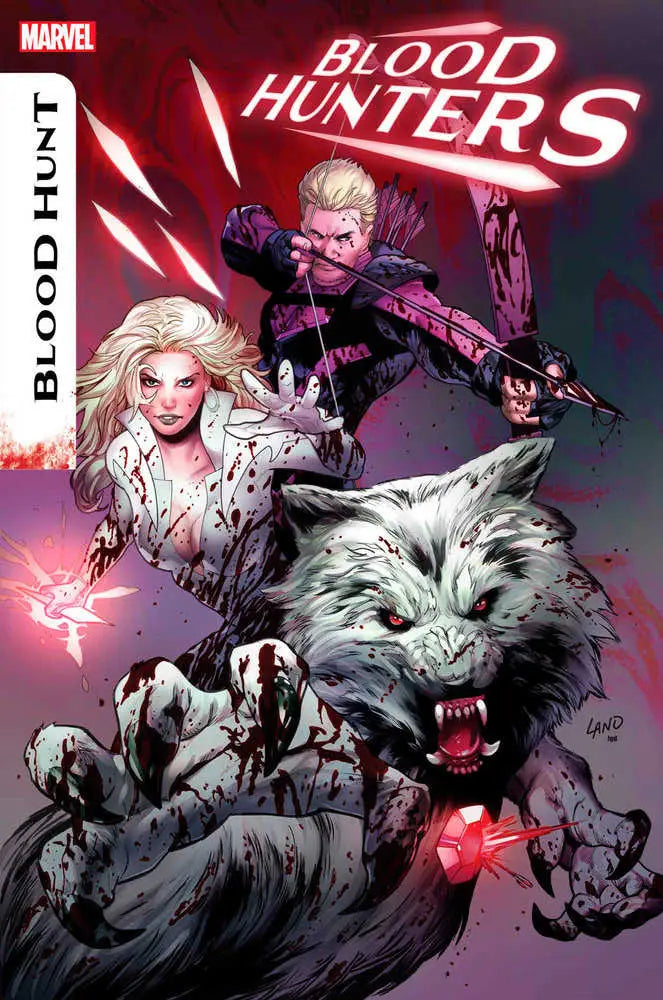 Comic book cover for Blood Hunters #1 featuring characters and a snarling wolf