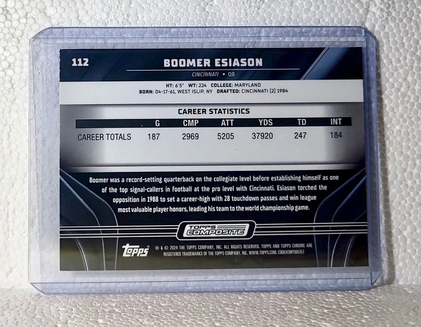 Boomer Esiason 2023 Topps Chrome Black NFL #112 Football Card Cincinnati Bengals
