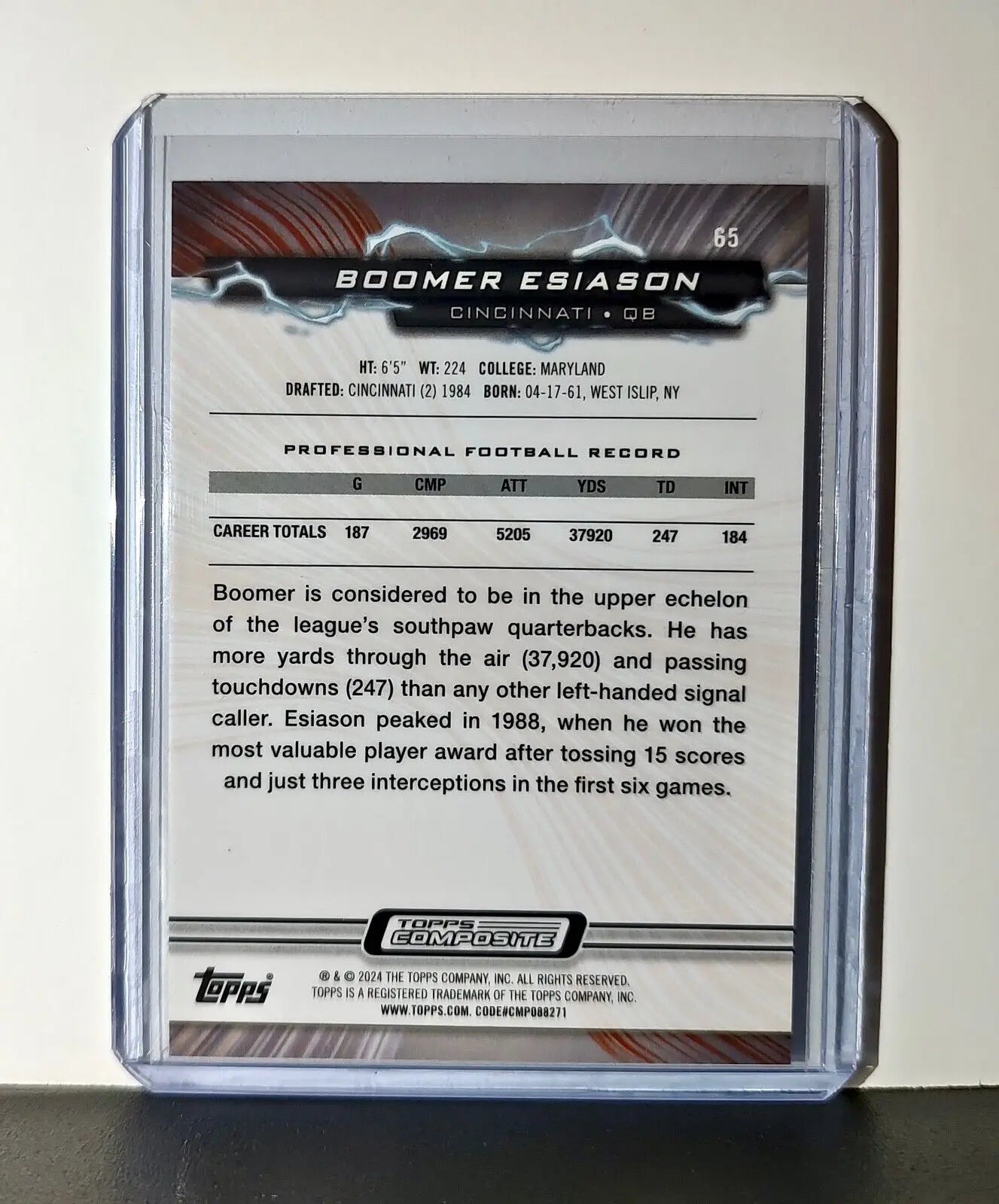 Boomer Esiason 2023 Topps Resurgence NFL #65 Card Cincinnati Bengals - Football Card Single