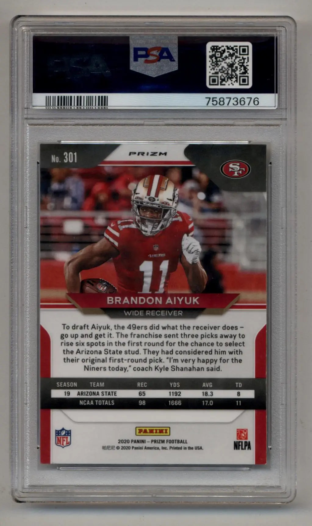 Brandon Aiyuk 2020 Prizm Snakeskin #301 PSA 8 Near Mint-Mint - Football Card Single