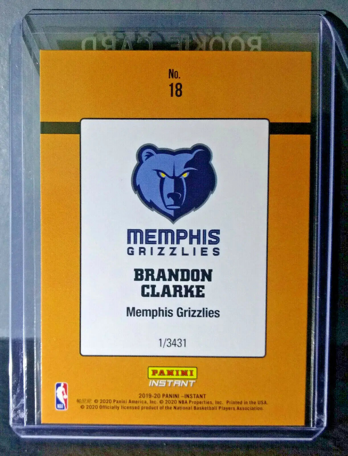 Brandon Clarke 2019-20 Panini NBA #18 Rated Rookie Retro Card 1/3431 - Basketball Card Single