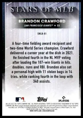 Brandon Crawford 2022 Topps Update Stars of MLB #SMLB-81 San Francisco Giants - Baseball Card Single