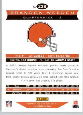 Brandon Weeden - 2013 Score - #228 - Football - Football Card Single