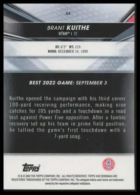 Brant Kuithe 2022-23 Bowman’s Best University #44 Utah Utes
