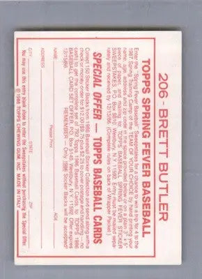 Brett Butler - 1986 Topps Stickers - #206 - Baseball - Baseball Card Single