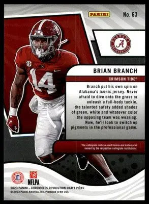Brian Branch 2023 Panini Chronicles Draft Picks Revolution #63 Alabama - Football Card Single