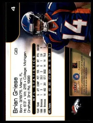 Brian Griese 2000 SkyBox #4 Denver Broncos - Football Card Single