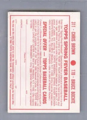 Bruce Bochte / Chris Brown - 1986 Topps Stickers - #170 / 311 - Baseball - Baseball Card Single