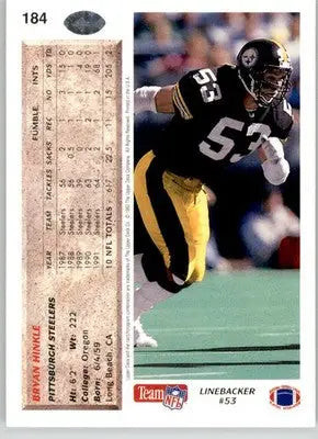 Bryan Hinkle - 1992 Upper Deck - #184 - Football - Football Card Single