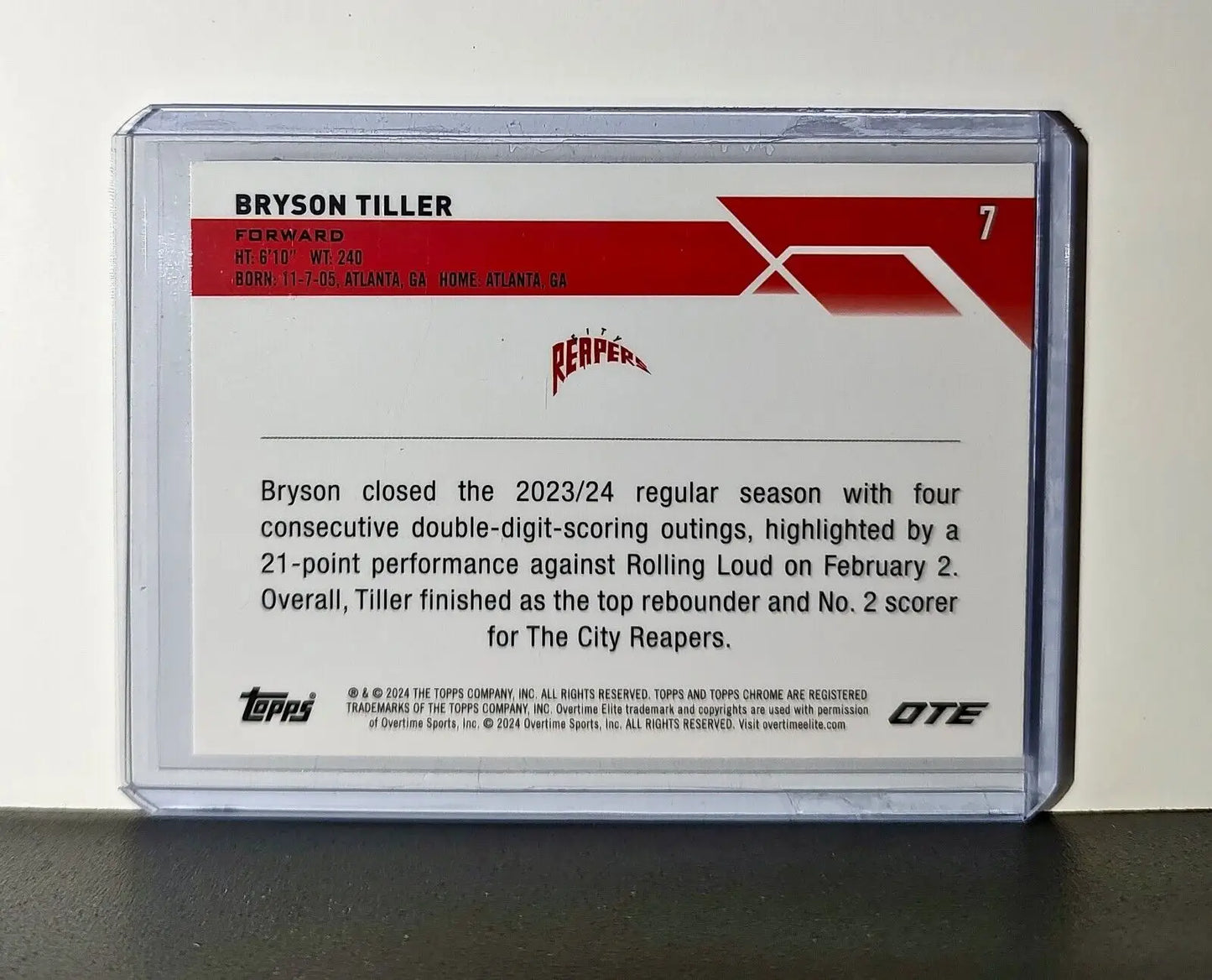 Bryson Tiller 2023-24 Topps Chrome Overtime #7 Card City Reapers - Basketball Card Single