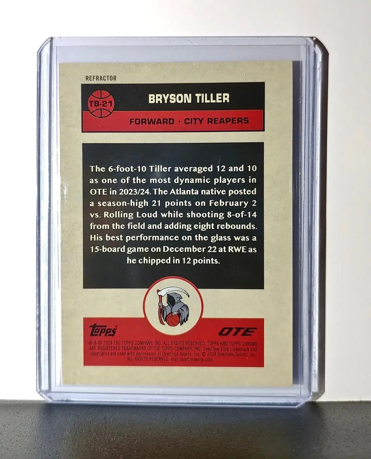 Bryson Tiller Refractor 2023-24 Topps Chrome Overtime #TB-21 1976 City Reapers - Basketball Card Single