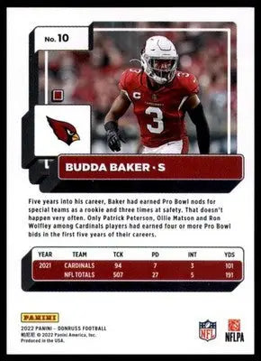Budda Baker 2022 Donruss #10 Arizona Cardinals - Football Card Single
