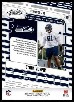 Byron Murphy II Rookie 2024 Panini Absolute Retail #116 Seattle Seahawks