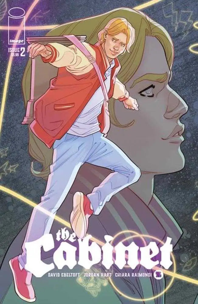Comic book cover art of character in red jacket, part of Cabinet #2 trading cards variant
