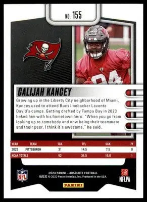 Calijah Kancey Rookie 2023 Panini Absolute Retail #155 Tampa Bay Buccaneers - Football Card Single
