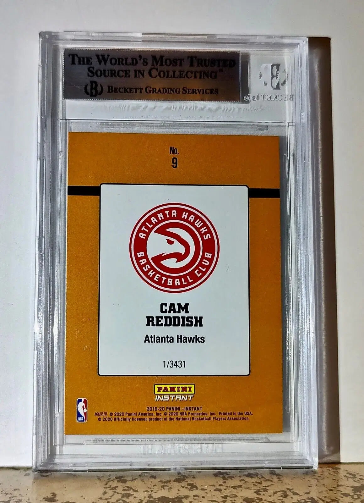 Cam Reddish 2019-20 Panini NBA #9 Rated Rookies Card 1/3431 BGS 9 Mint Hawks - Basketball Card Single