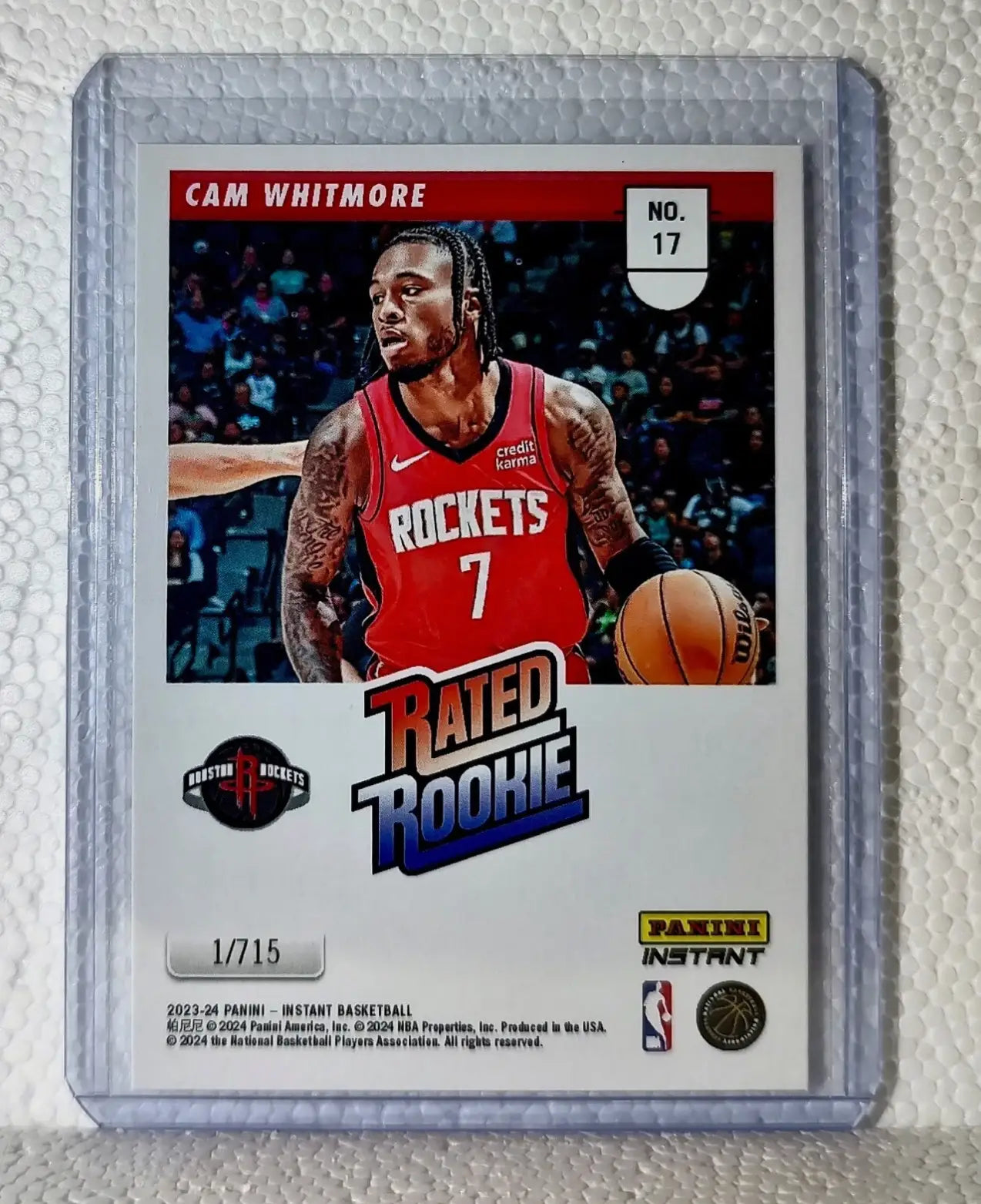 Cam Whitmore 2023-24 Panini NBA #17 Rated Rookie Retro Card Rockets 1/715