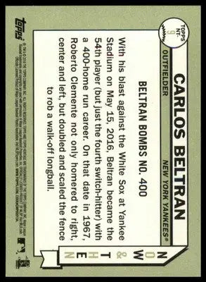 Carlos Beltran 2016 Topps Heritage Now & Then #NT-9 New York Yankees - Baseball Card Single