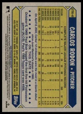 Carlos Rodon 2022 Topps Update 1987 Baseball 35th #87TBU-40 SF Giants - Baseball Card Single