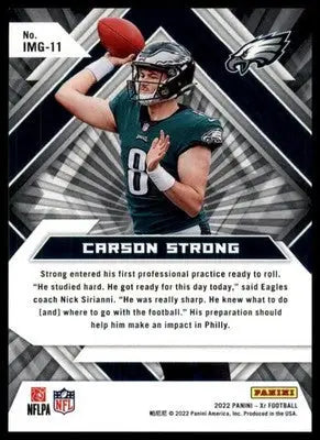 Carson Strong 2022 Panini XR Impending Greatness Orange /49 #IMG-11 Eagles - Football Card Single